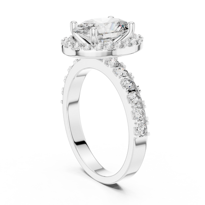 Radiant Oval Halo Pave Diamond Ring