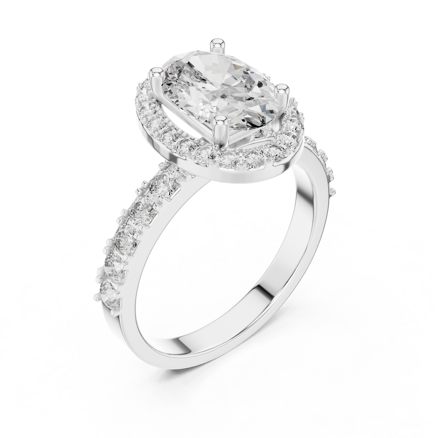 Radiant Oval Halo Pave Diamond Ring