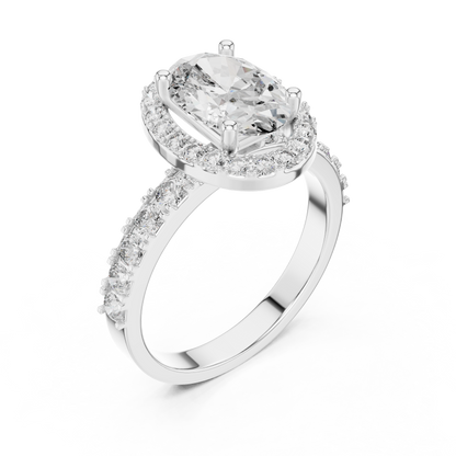 Radiant Oval Halo Pave Diamond Ring
