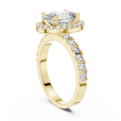 Radiant Oval Halo Pave Diamond Ring