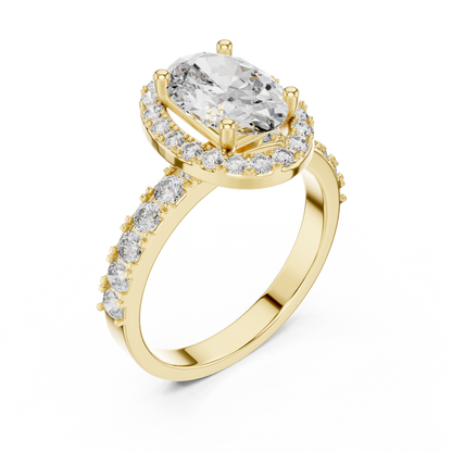 Radiant Oval Halo Pave Diamond Ring