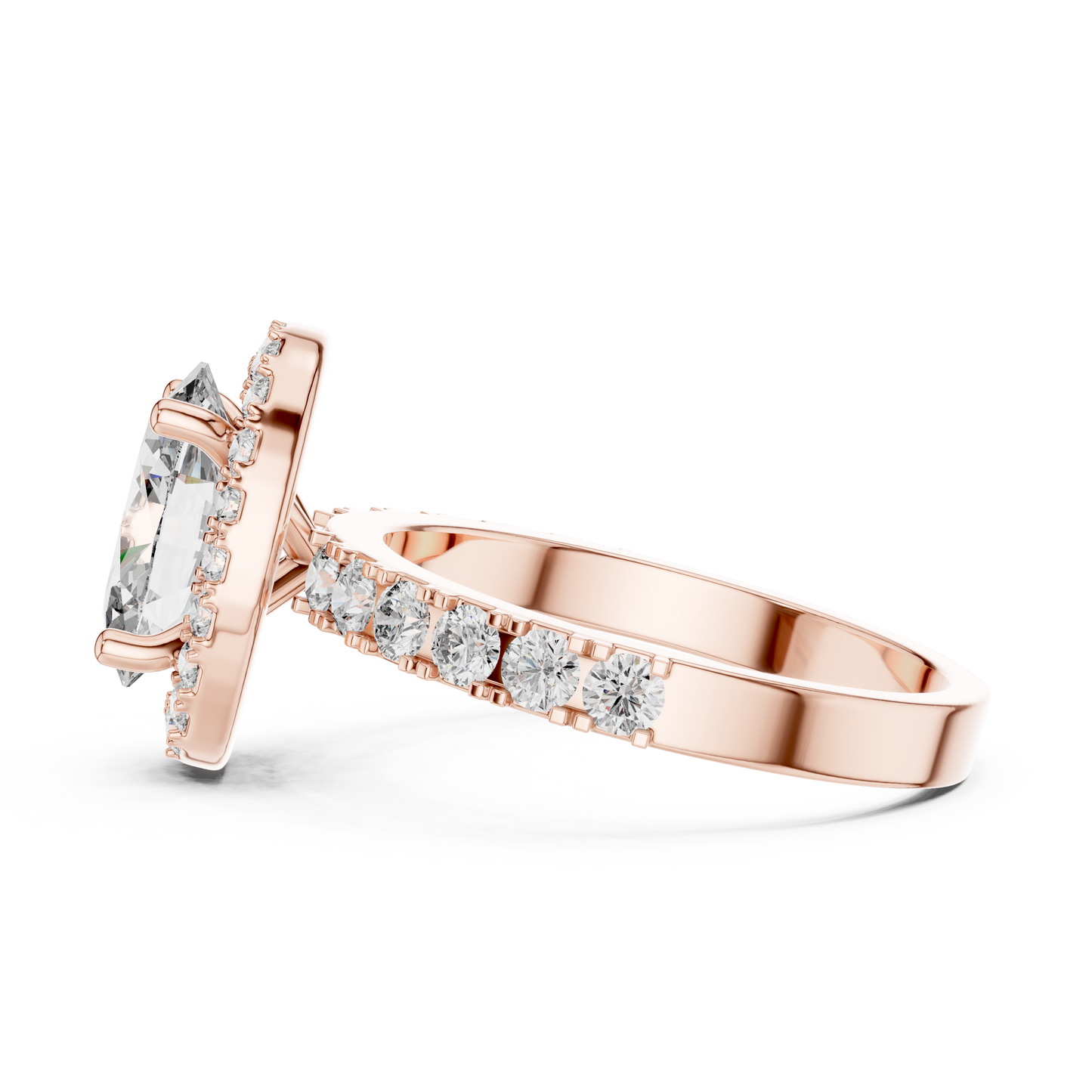Radiant Oval Halo Pave Diamond Ring