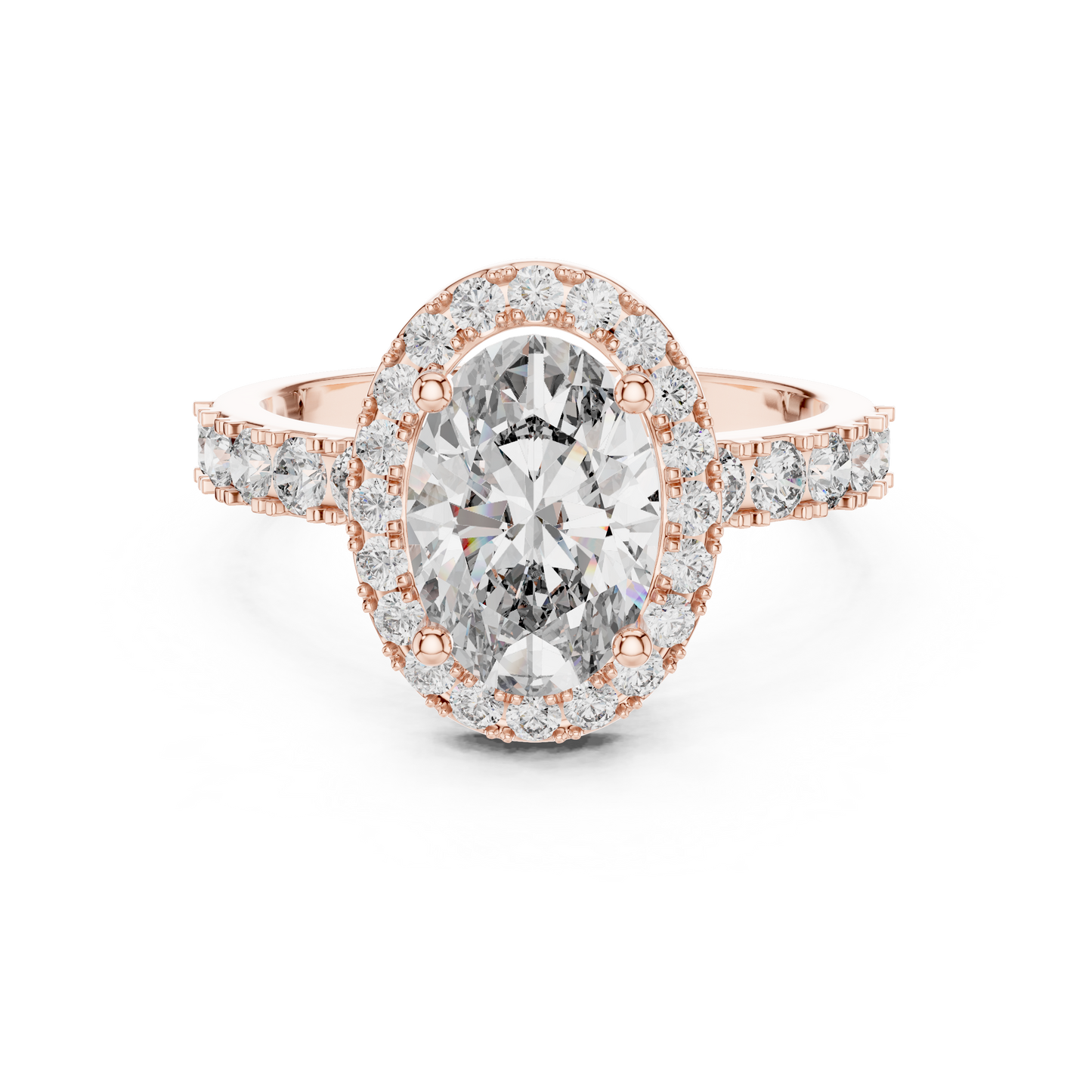 Radiant Oval Halo Pave Diamond Ring