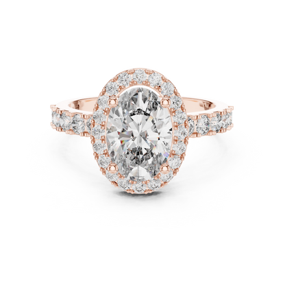 Radiant Oval Halo Pave Diamond Ring