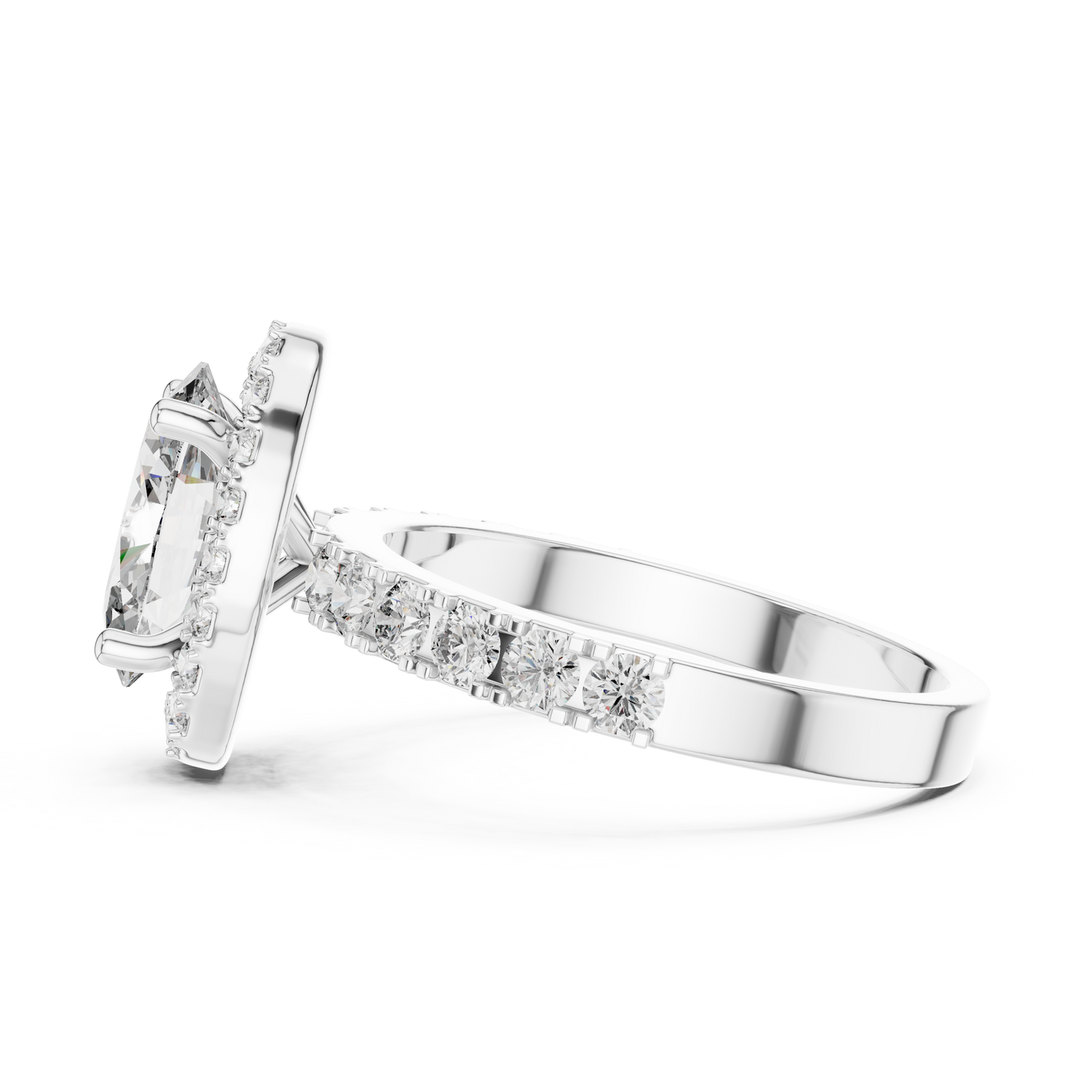 Radiant Oval Halo Pave Diamond Ring