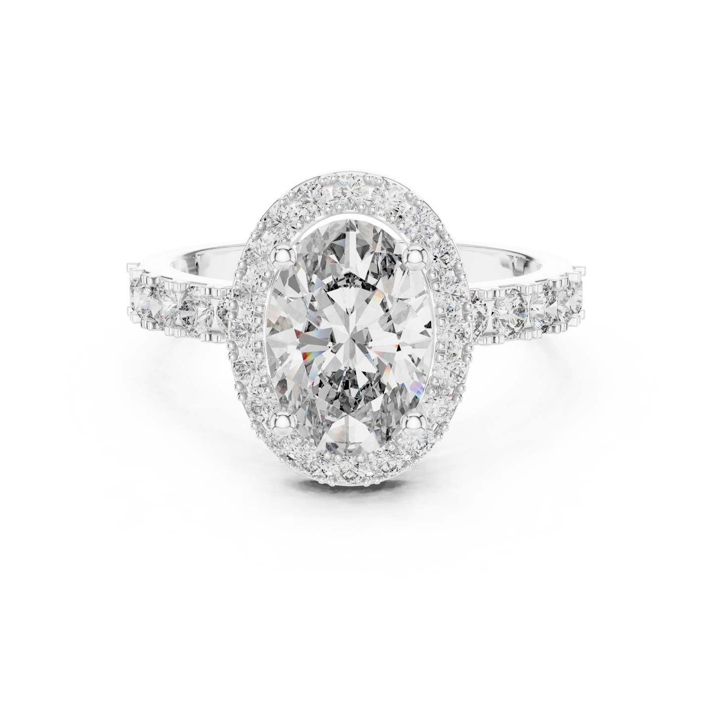 Radiant Oval Halo Pave Diamond Ring