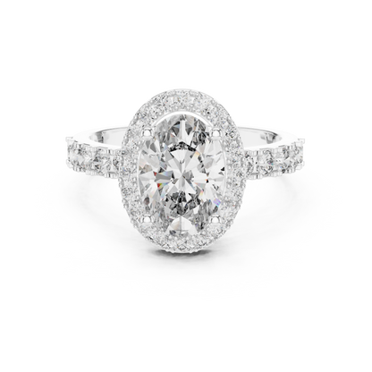 Radiant Oval Halo Pave Diamond Ring