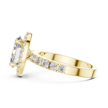 Radiant Oval Halo Pave Diamond Ring