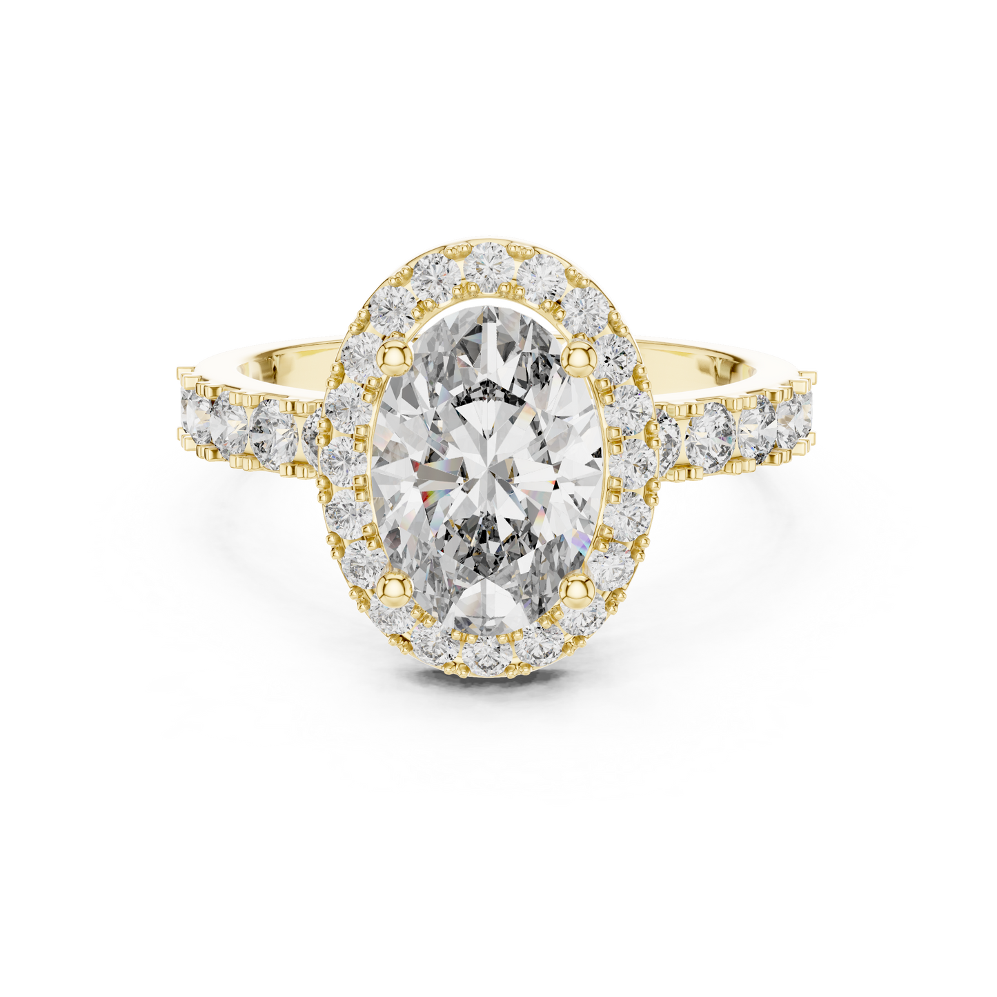 Radiant Oval Halo Pave Diamond Ring