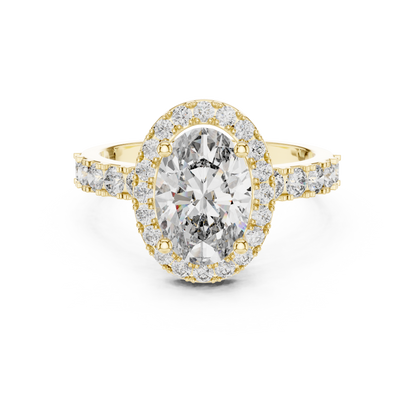 Radiant Oval Halo Pave Diamond Ring