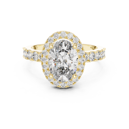 Radiant Oval Halo Pave Diamond Ring