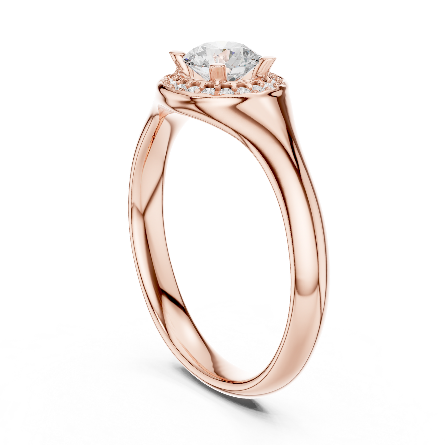 Sculpted Round Halo Diamond Engagement Ring
