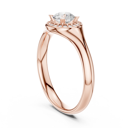 Sculpted Round Halo Diamond Engagement Ring