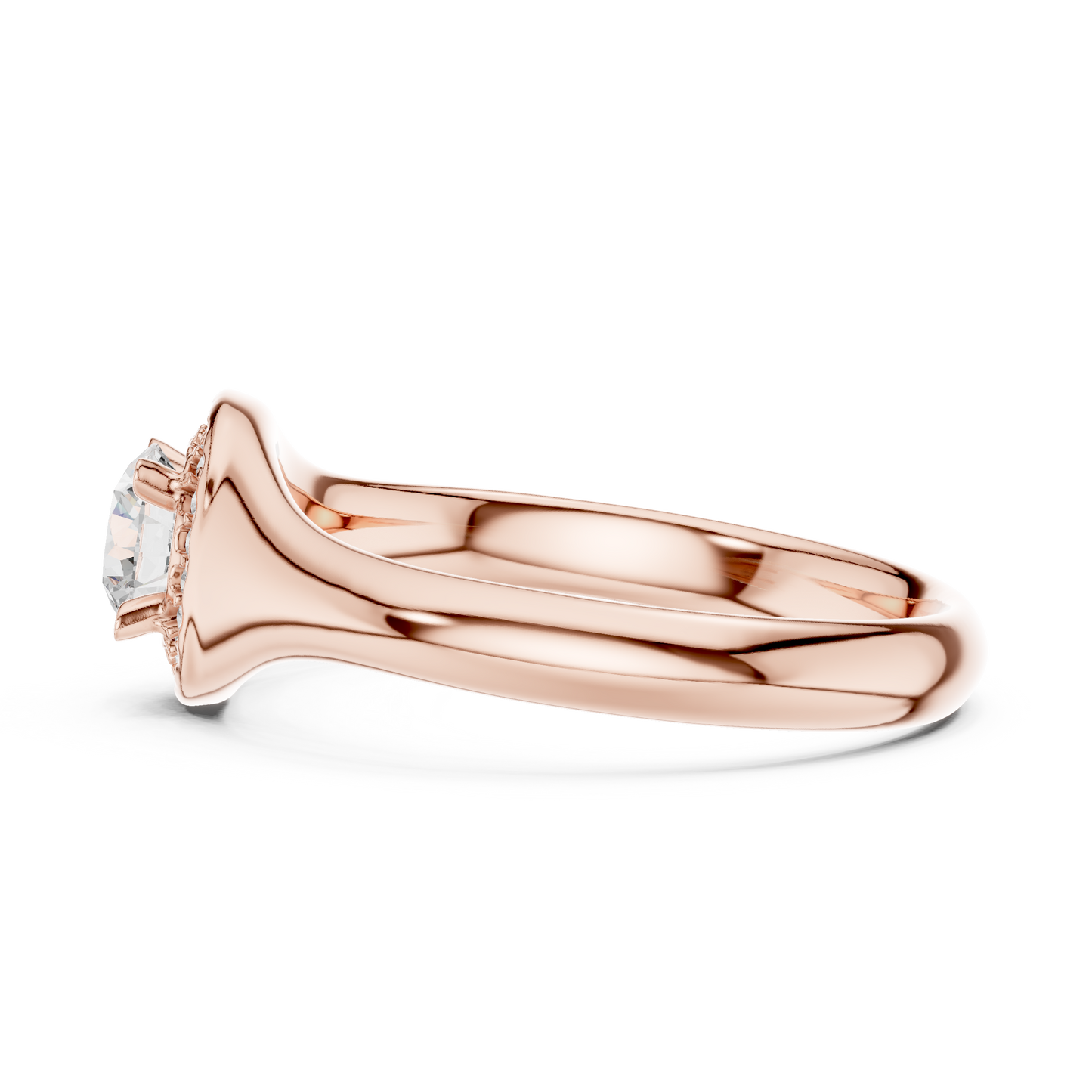 Sculpted Round Halo Diamond Engagement Ring