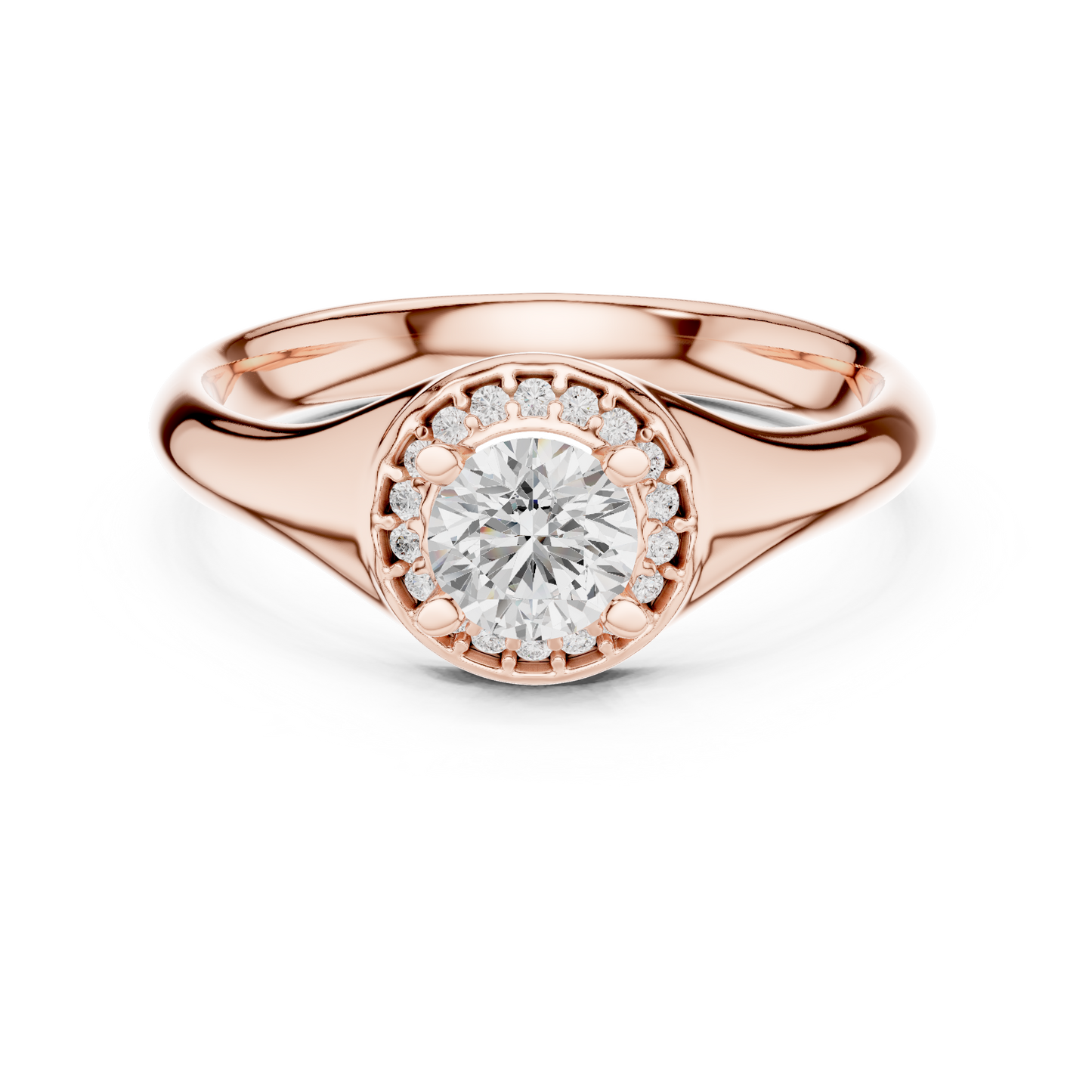 Sculpted Round Halo Diamond Engagement Ring