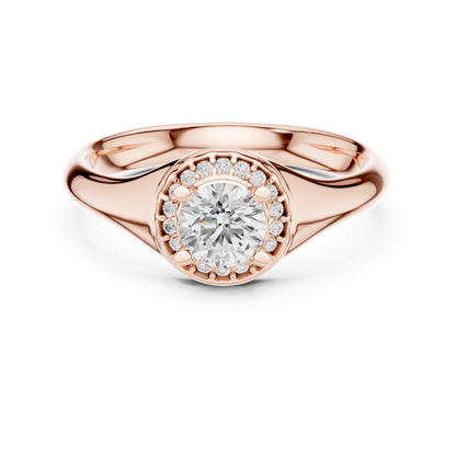 Sculpted Round Halo Diamond Engagement Ring