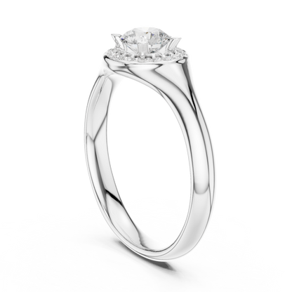 Sculpted Round Halo Diamond Engagement Ring