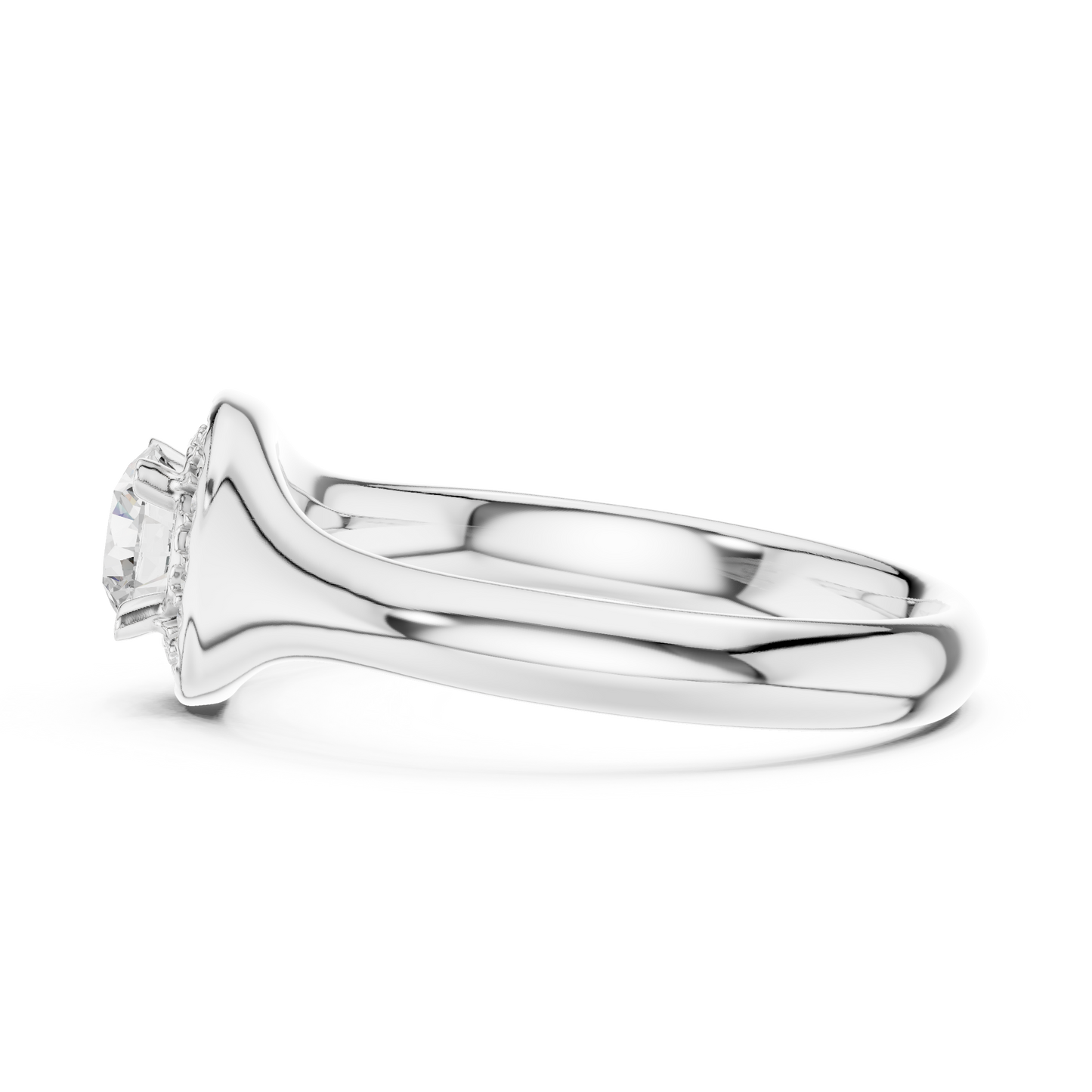 Sculpted Round Halo Diamond Engagement Ring