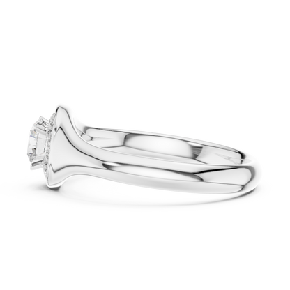 Sculpted Round Halo Diamond Engagement Ring