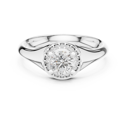 Sculpted Round Halo Diamond Engagement Ring