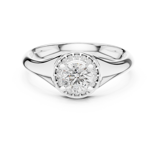Sculpted Round Halo Diamond Engagement Ring