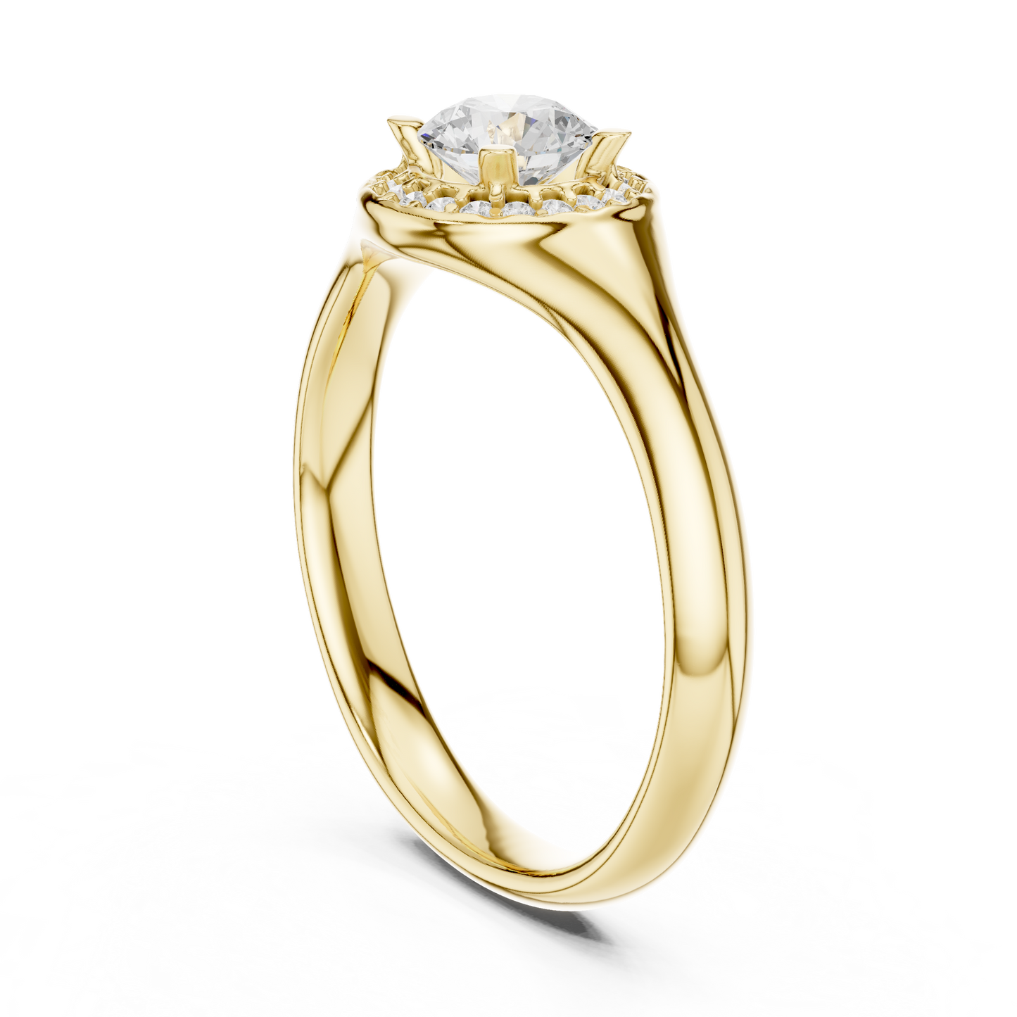 Sculpted Round Halo Diamond Engagement Ring