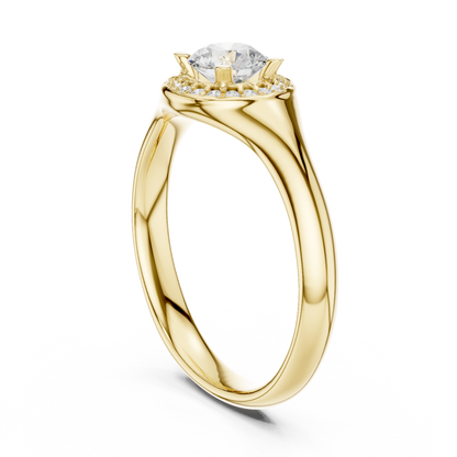 Sculpted Round Halo Diamond Engagement Ring