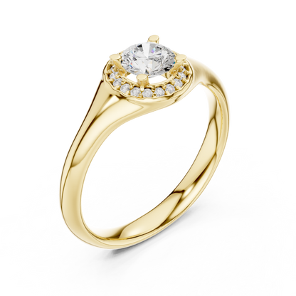 Sculpted Round Halo Diamond Engagement Ring