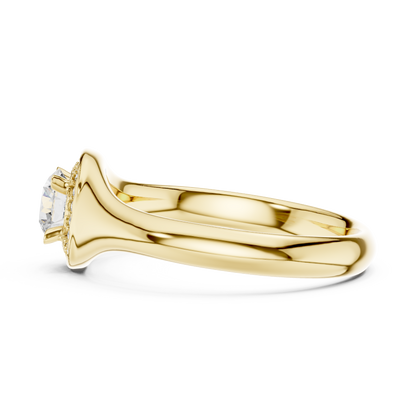 Sculpted Round Halo Diamond Engagement Ring
