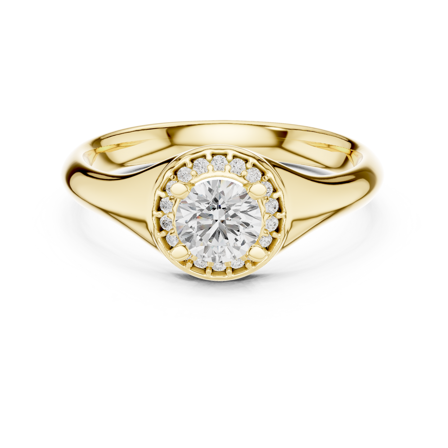 Sculpted Round Halo Diamond Engagement Ring