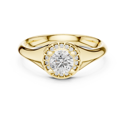 Sculpted Round Halo Diamond Engagement Ring