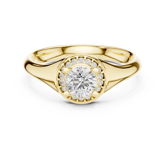 Sculpted Round Halo Diamond Engagement Ring
