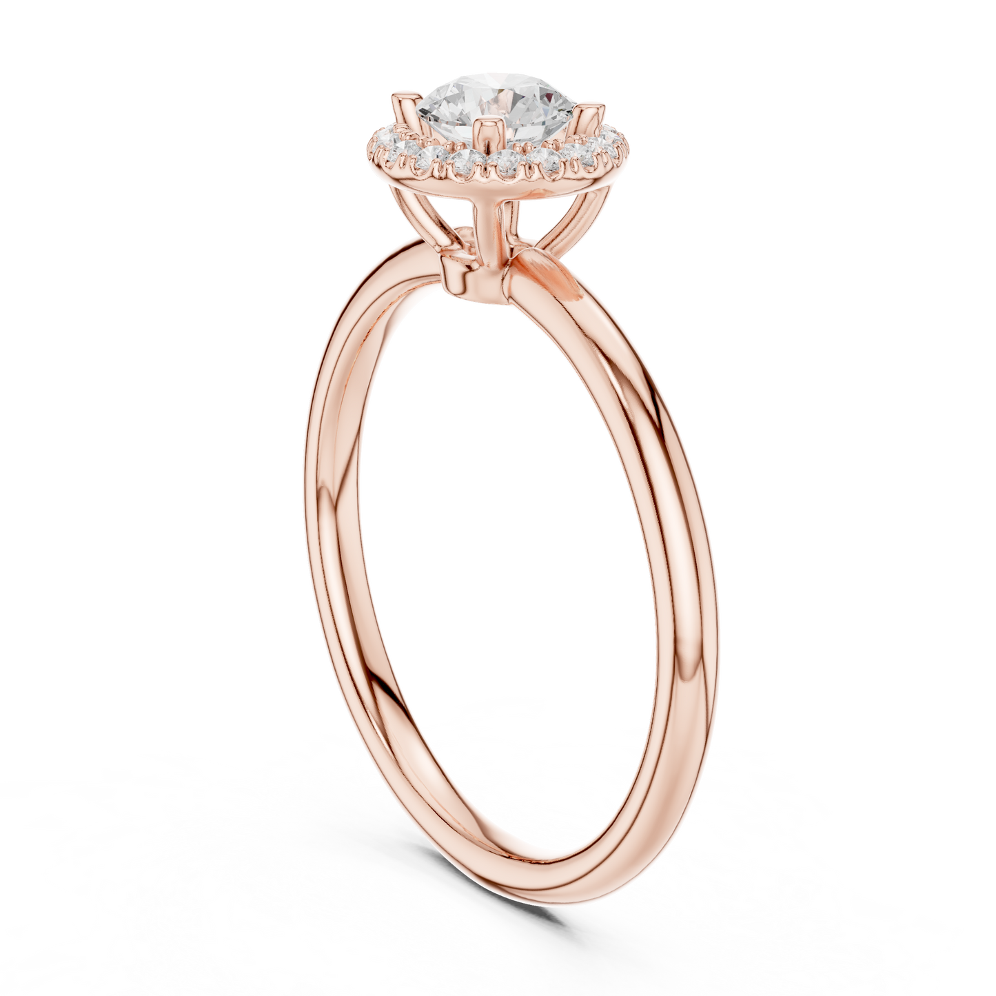 Classic Round Diamond Halo Engagement Ring