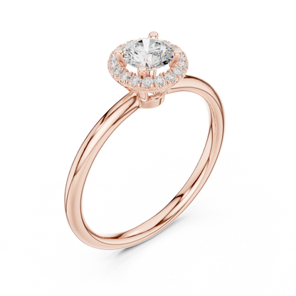 Classic Round Diamond Halo Engagement Ring