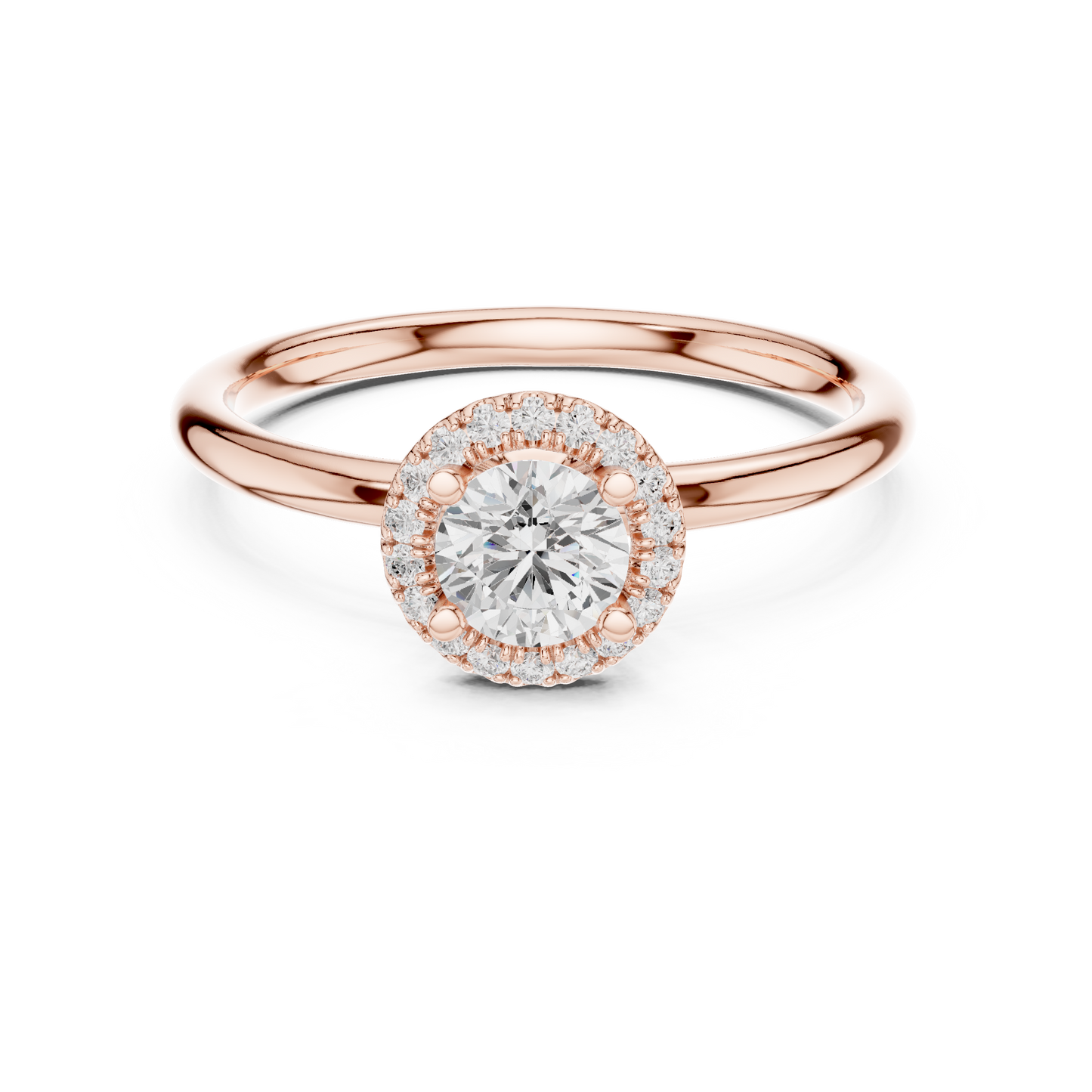 Classic Round Diamond Halo Engagement Ring