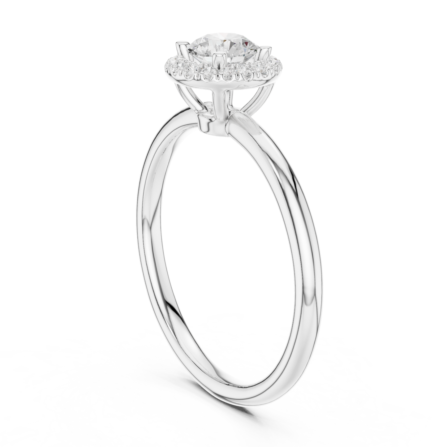 Classic Round Diamond Halo Engagement Ring