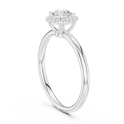 Classic Round Diamond Halo Engagement Ring