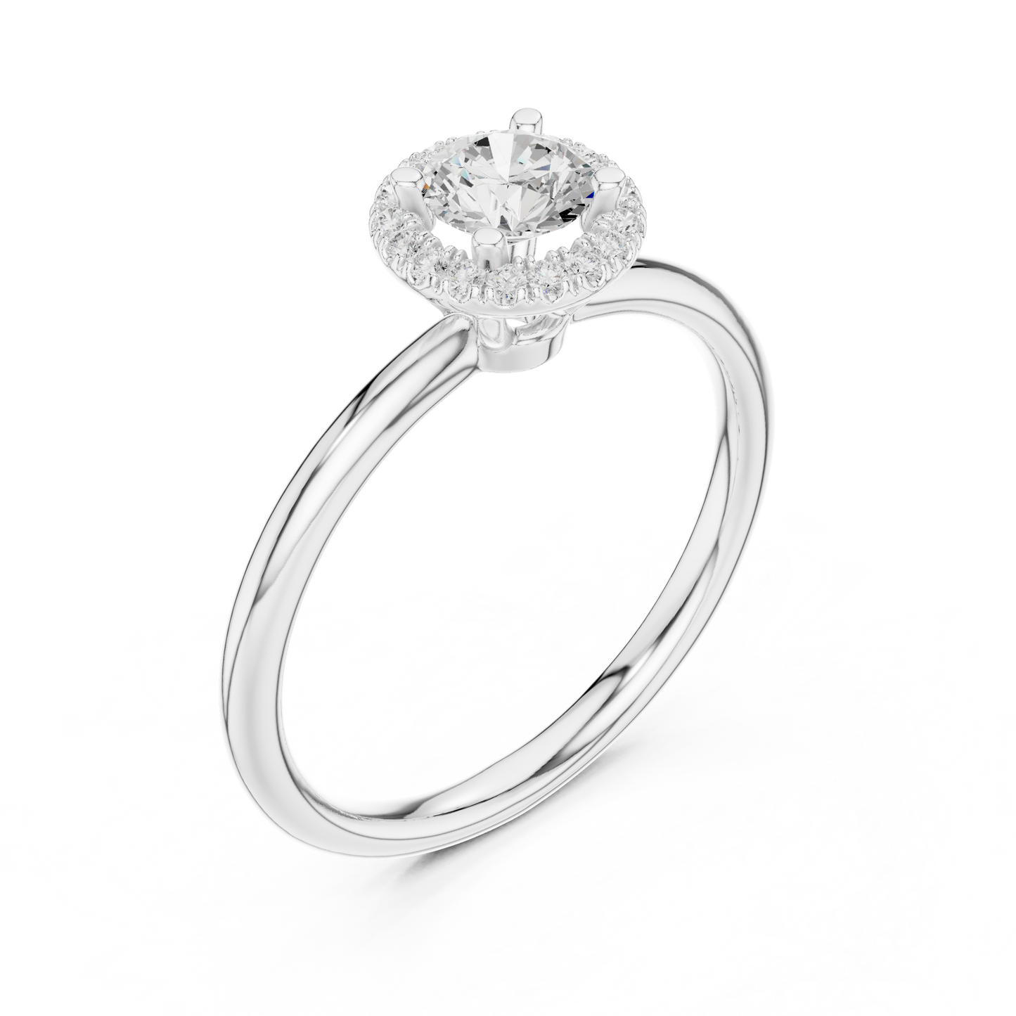 Classic Round Diamond Halo Engagement Ring