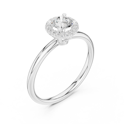 Classic Round Diamond Halo Engagement Ring