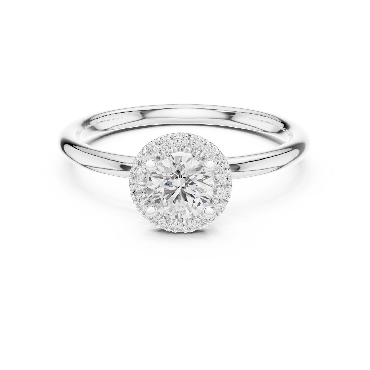 Classic Round Diamond Halo Engagement Ring