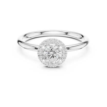 Classic Round Diamond Halo Engagement Ring