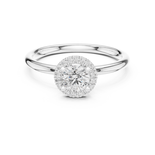 Classic Round Diamond Halo Engagement Ring