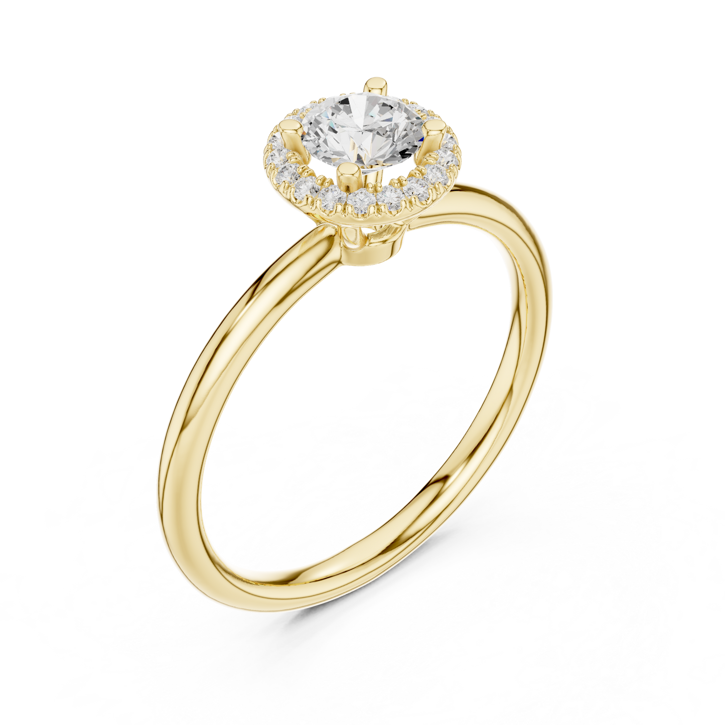 Classic Round Diamond Halo Engagement Ring