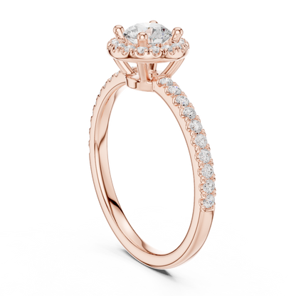 Round Halo Pave Diamond Engagement Ring