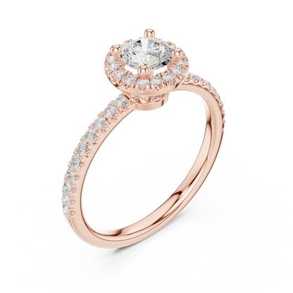 Round Halo Pave Diamond Engagement Ring