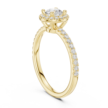 Round Halo Pave Diamond Engagement Ring