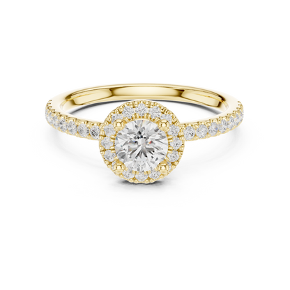 Round Halo Pave Diamond Engagement Ring