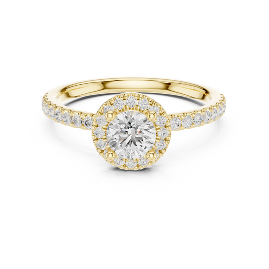 Round Halo Pave Diamond Engagement Ring