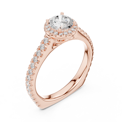 Round Diamond Halo Pave Engagement Ring
