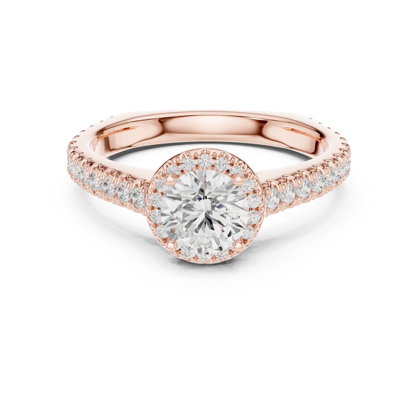 Round Diamond Halo Pave Engagement Ring